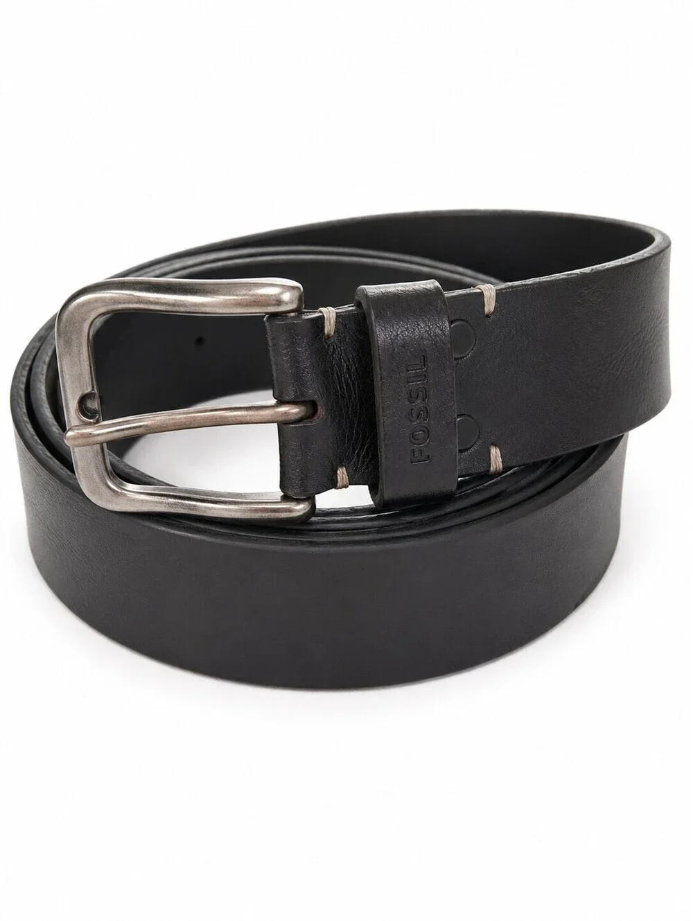 Fossil Brody Men's Genuine Leather Black Belt Size 44/110 with Silver Buckle